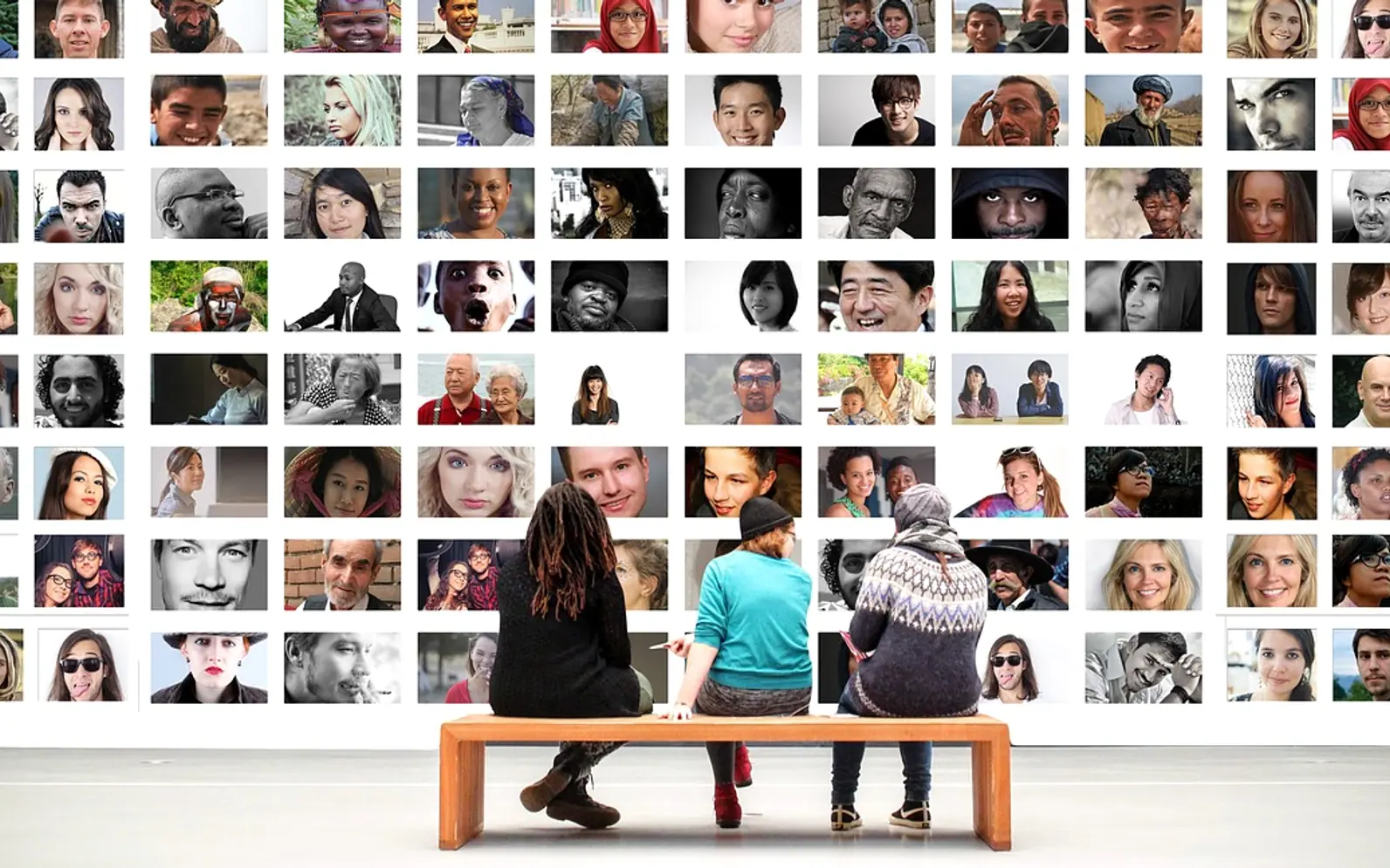 People, exhibition and faces
